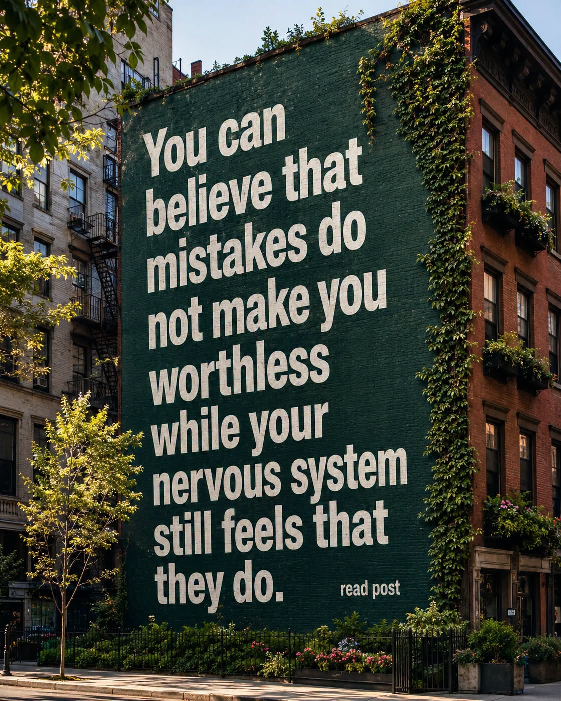 You can believe that mistakes do not make you worthless while your nervous system still feels that they do.