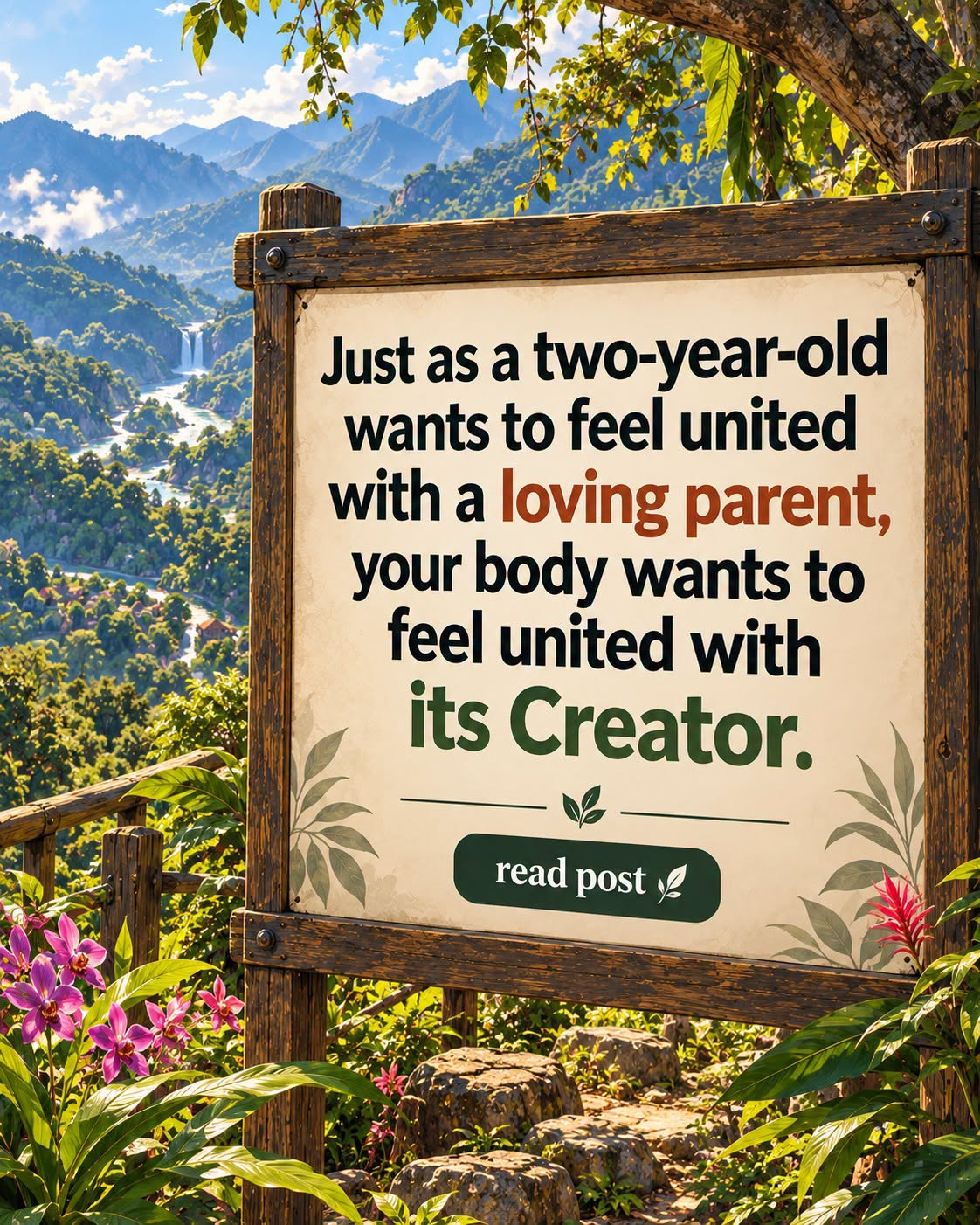 Just as a two-year-old wants to feel united with a loving parent, your body wants to feel united with its Creator.