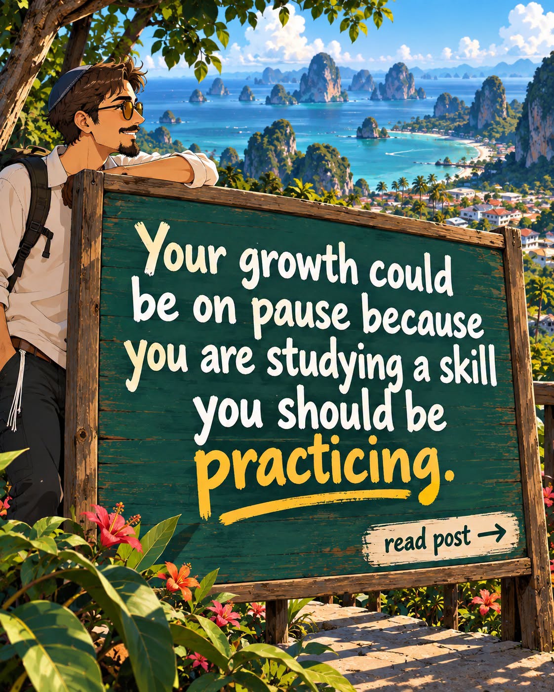 Your growth could be on pause because you are studying a skill you should be practicing.