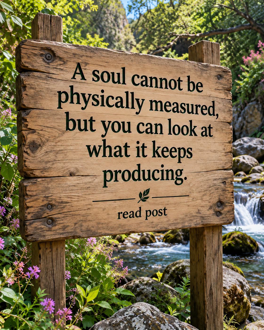 A soul cannot be physically measured, but you can look at what it keeps producing.