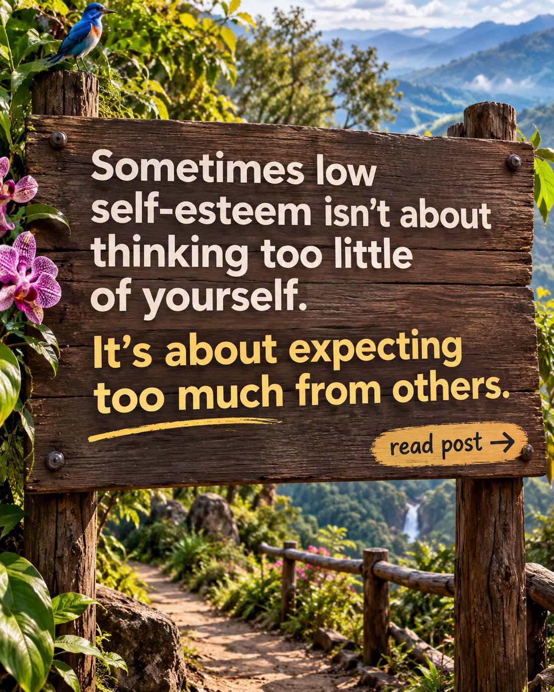 Sometimes low self-esteem isn't about thinking too little of yourself. It's about expecting too much from others.