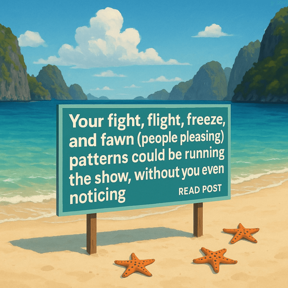 Sign about fight, flight, freeze and fawn