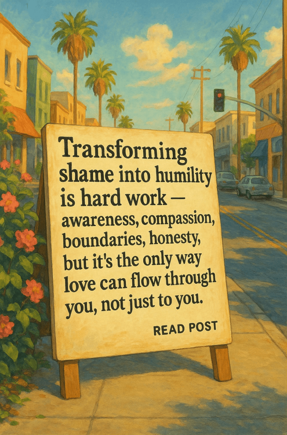 Sign about transforming shame into humility.